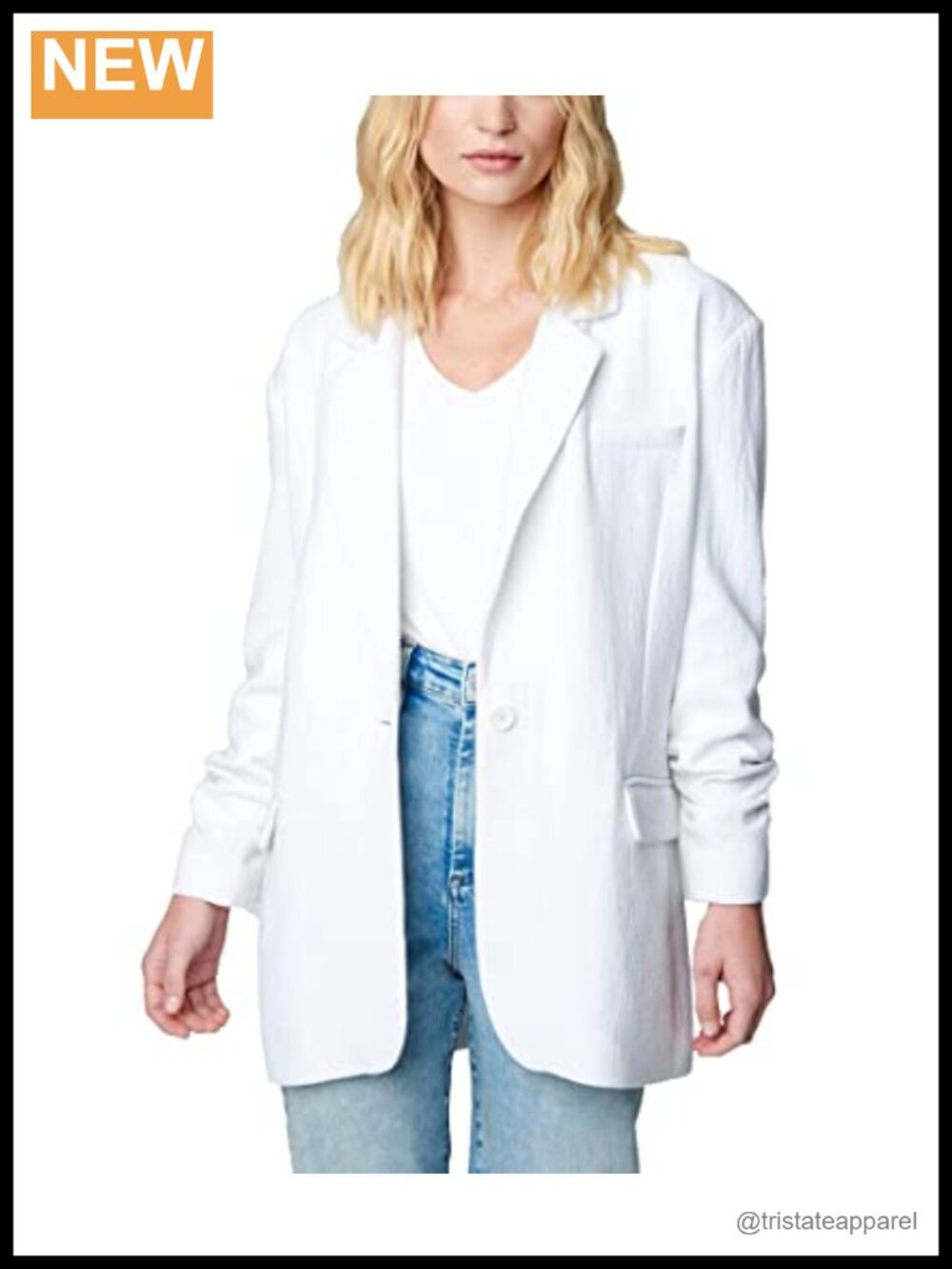 Oversized Faux Leather Blazer with Pockets, Long Sleeve, Notch Collar, Button